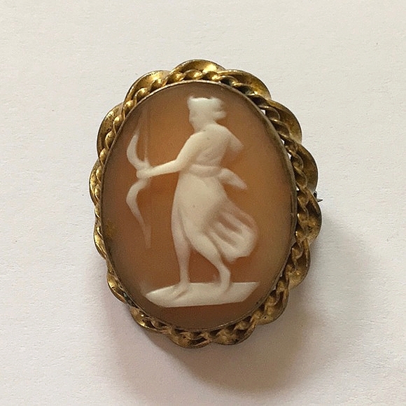 RUSSEL 12KGF Gold Filled Women's Rustic Carved Shell Vintage Transparent Cameo - Picture 10 of 14